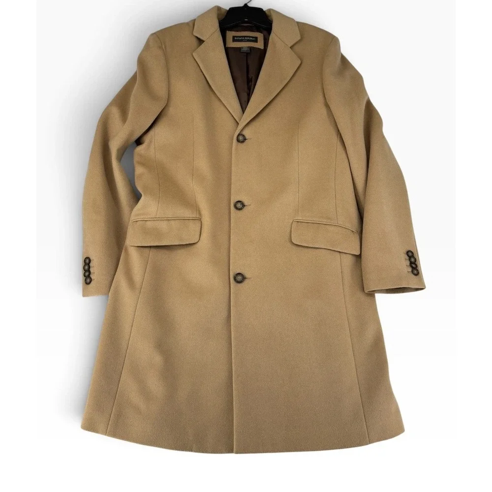Banana Republic Overcoat Mens Large Camel 100% Wool